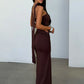 Halter Neck Strapless Sexy Maxi Dress Women Summer Elegant Off-shoulder Ruched Cutout Bodycon Party Long Dresses