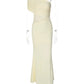 Lace One Shoulder Sexy Maxi Dress Women Elegant Diagonal Collar Sleeveless Backless Bodycon Club Party Long Dresses