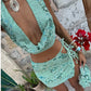 Women Two Piece Skirt Set Sequined Beaded Flower Halterneck Backless Vest with Tie-up Mini Skirt Summer Party Outfit