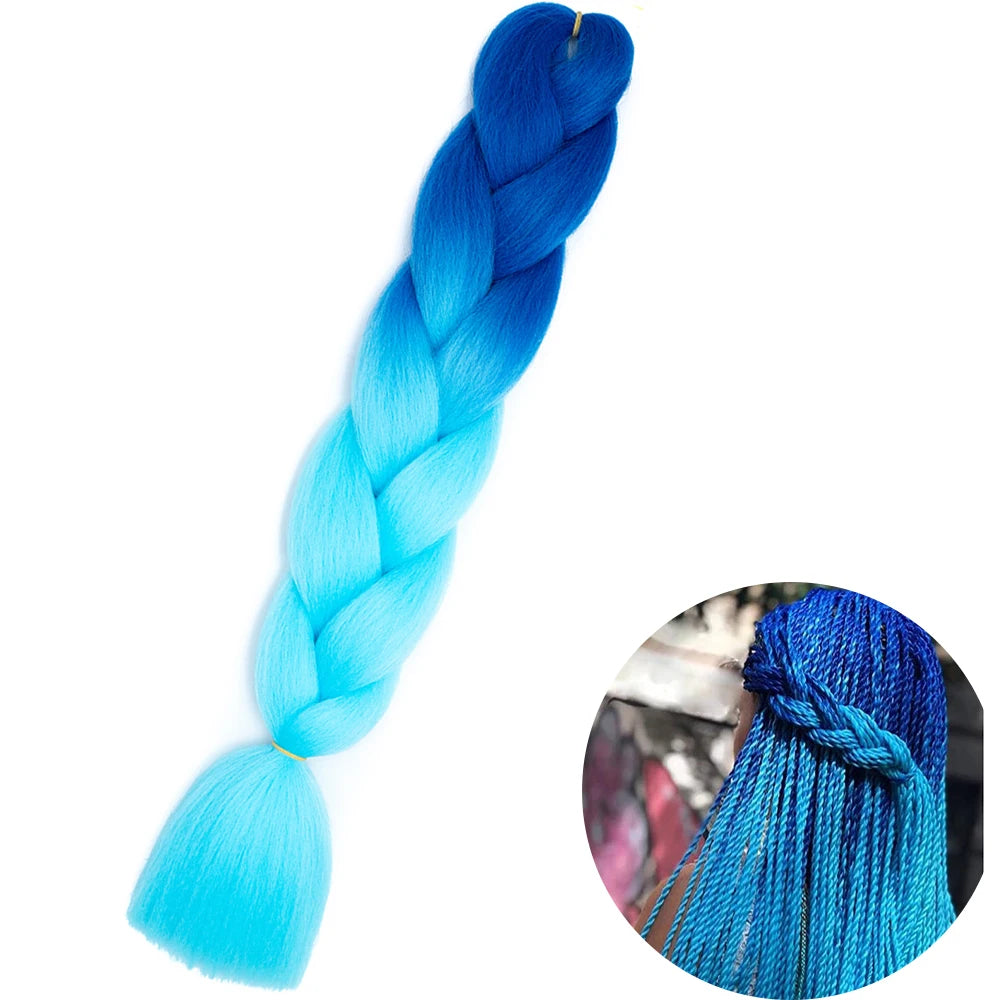 Synthetic Jumbo Braiding Hair Extension 24 Inch Heat Resistant Fiber In Bulk Ombre Jumbo Braids Hair For Black Women