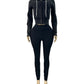 Sporty 2 Piece Set Woman Tracksuit Fall Trend Warm Hooded Zip Jacket+Leggings Matching Street Casual Stretch Outfits