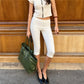 Women Basic Capri Leggings Solid Low Rise Elastic Waist Slim Knee Length Cropped Pants Y2K Casual Daily Street Trousers