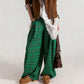 Women Y2k Gingham Wide Leg Mid Rise Holiday High Street Tartan Pants Vintage Plaid Baggy Trousers with Pockets