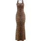 Backless Tank Dress Women Y2K Sexy Hipster 2025 Summer Trend Stretch Leopard Print Tight Skinny Stretch Maxi Bodycon