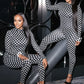 Stripe Patchwork Jumpsuits Woman Autumn Trend o-Neck Full Sleeve Backless Skinny Wrap Hip Sexy Fashion Style Overalls