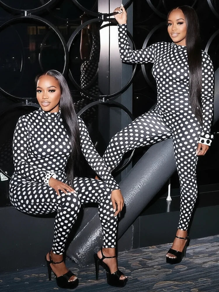 Stripe Patchwork Jumpsuits Woman Autumn Trend o-Neck Full Sleeve Backless Skinny Wrap Hip Sexy Fashion Style Overalls