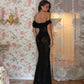 See Through Floral Lace Off Shoulder Mermaid Maxi Dress Sexy Elegant Black Party Dresses Luxury Evening Gown