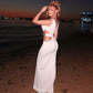 Side Cutout V Neck Sleeveless Long Dresses Black White Elegant Dresses Woman 2025 Luxury Party Gowns