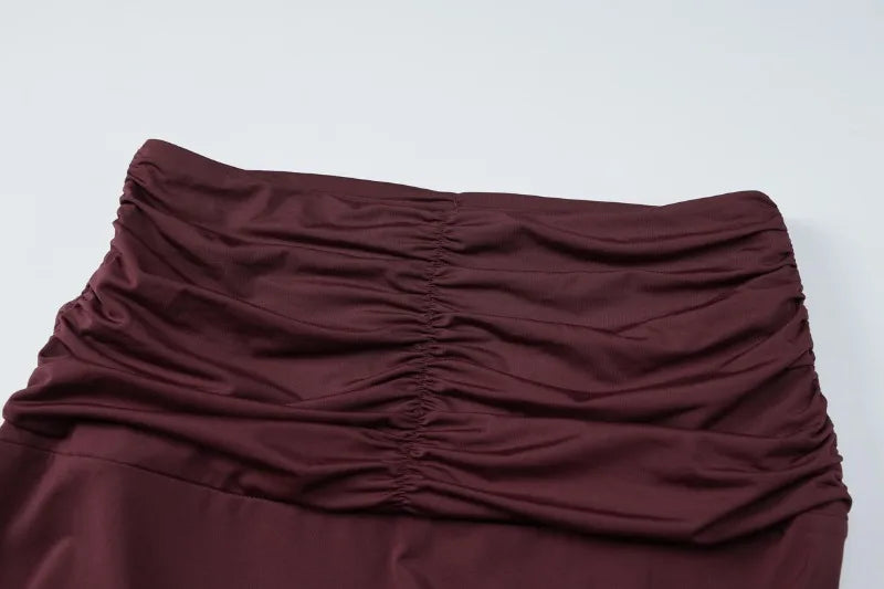 2 Piece Sets for Woman Burgundy Halter Top and Long Skirts Matching Sets Sexy Birthday Outfits