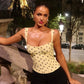Polka Dot Square Neck Sleeveless Crop Top Vintage Sexy Tight Fitted Tank Tops Summer 2026 Woman Clothing