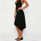 Women Asymmetric Midi Skirt Metal Buckle Ruched Waist Wrap Skirt Irregular Hanky Hem Bodycon Skirt Y2K Party Streetwear