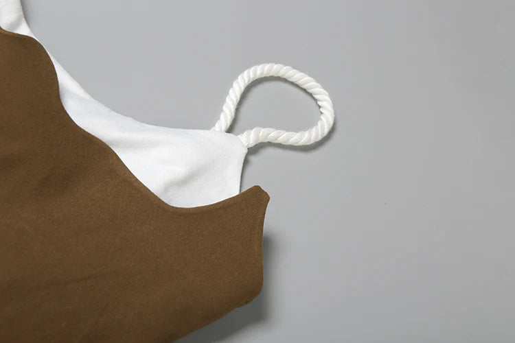 Contrast Patchwork Dress Women Backless Sexy Shirring Tassel Irregular Sleeveless Midnight Club Party Mini Bodycon