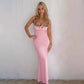 Floral Embroidery Pink Backless Long Dresses Elegant Holiday Wedding Party Dress Going Out Outfits for Woman