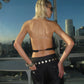 Women's Sheer Lace Halter Tops Stylish Solid Black Mesh Backless Sleeveless Vest for Summer Night Out Party Clubwear