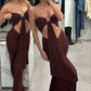Elegant Long Party Evening Dresses Strapless Backless Hollow Ruched Maxi Dresses for Women Summer 2025