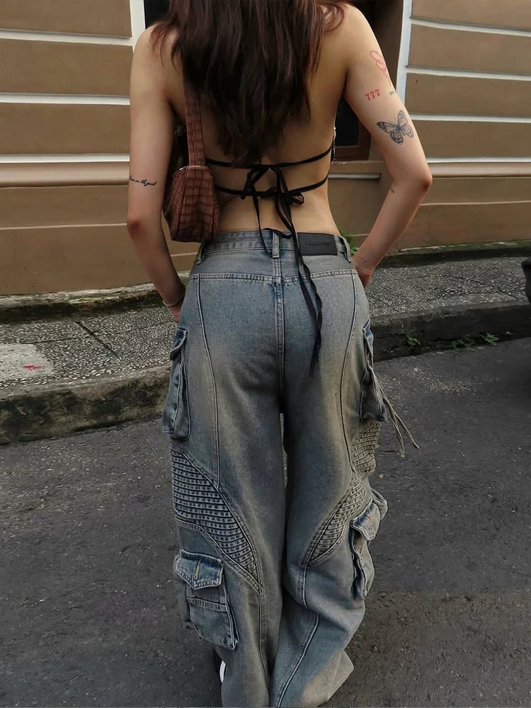 Leopard Sequins Women Vest Y2K Backless Halter V-Neck Lace-Up Sleeveless Street Skinny Wild Summer Trend Tank Tops