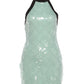 Sequin Dress Women Hlater Backless Sleeveless Skinny Patchwork Zipper Summer Sweet Midnight Chic Fashion Mini Bodycon