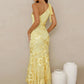 3D Floral Applique Sexy Maxi Dress Women Elegant One Shoulder Backless Sleeveless Bodycon Club Party Evening Long Dress