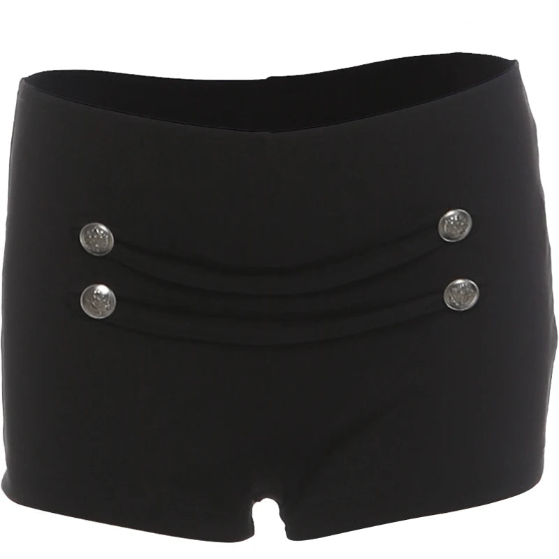 Button Decoration Turtleneck Irregular Splits Hen Tops+Mini Shorts Sexy Fashion 2 Piece Set Women Sexy Classic Streetwear
