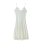 Fashion Women Lace Trimmed Slip Short Dress Sexy Ladies Sleeveless Spaghetti Strap V-Neck Summer Mini Slim Dress