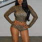 Leopard Print 2 Piece Set Women Trend O-Neck Full Sleeve T-Shirt+Bike Shorts Hottie Chic Midnight Street Club Suits