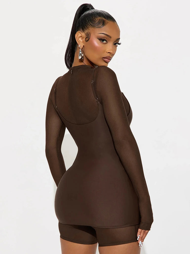 Sexy Romper+Dress Women Sexy Adjustable Strap Tight Midnight Club Hipster Skinny Stretch Autumn Fashion Mini Bodycon
