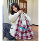 Y2K Korean Plaid Letter Embroidery Large Capacity Tote Bag For Women