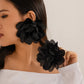 Exaggerated Big Silks Satins Flower Stud Earrings Women Elegant Petal Fluffy Fabric Pierced Earring Y2K Jewelry Wed Accessories