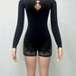 Hollow Rhinestone Women Sexy Romper Coquette Hottie Trend Skinny Midnight Club Party Full Sleeve Stretch Playsuit