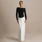 Black and White Patchwork Boat Neck Long Sleeve Backless Maxi Dress Elegant Party Dresses Fall Clothes