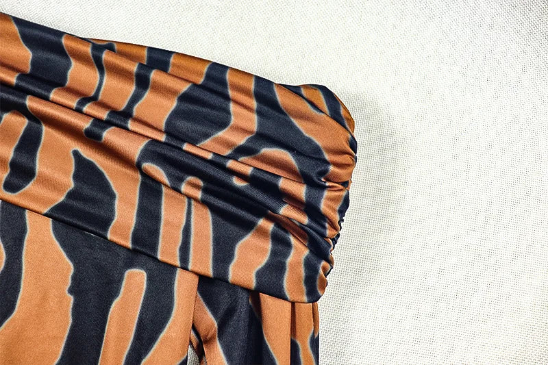 Sexy Striped Printing Dress Women Slash Neck Flare Sleeve Peach Hip Coquette Midnight Party Club Stretch Slim Bodycon