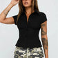 Women's Y2K Short Sleeve Plaid Button Down Shirt Button Down Blouses Tops Casual Summer Shirt Tops 90s Streetwear