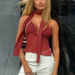Polka Dot Mesh Sheer Sexy Summer Crop Tops Lace Up Deep V Backless Tanks & Camis Woman 2025 Fashion