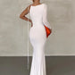 Elegant Backless Sexy Maxi Dress For Women Robe Spring New V Neck One Sleeve Lace-up Party Long Dress Vestido
