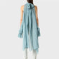 Chic Halter Neck Chiffon Blouse for Women Tie Back Asymmetrical Hem Flare Sleeve Sheer Mesh Top Casual Summer Party Club