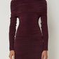 Inclined Shoulder Long Sleeve Sexy Mini Dress For Women Autumn New Fashion Backless Ruched Bodycon Party Sexy Dress