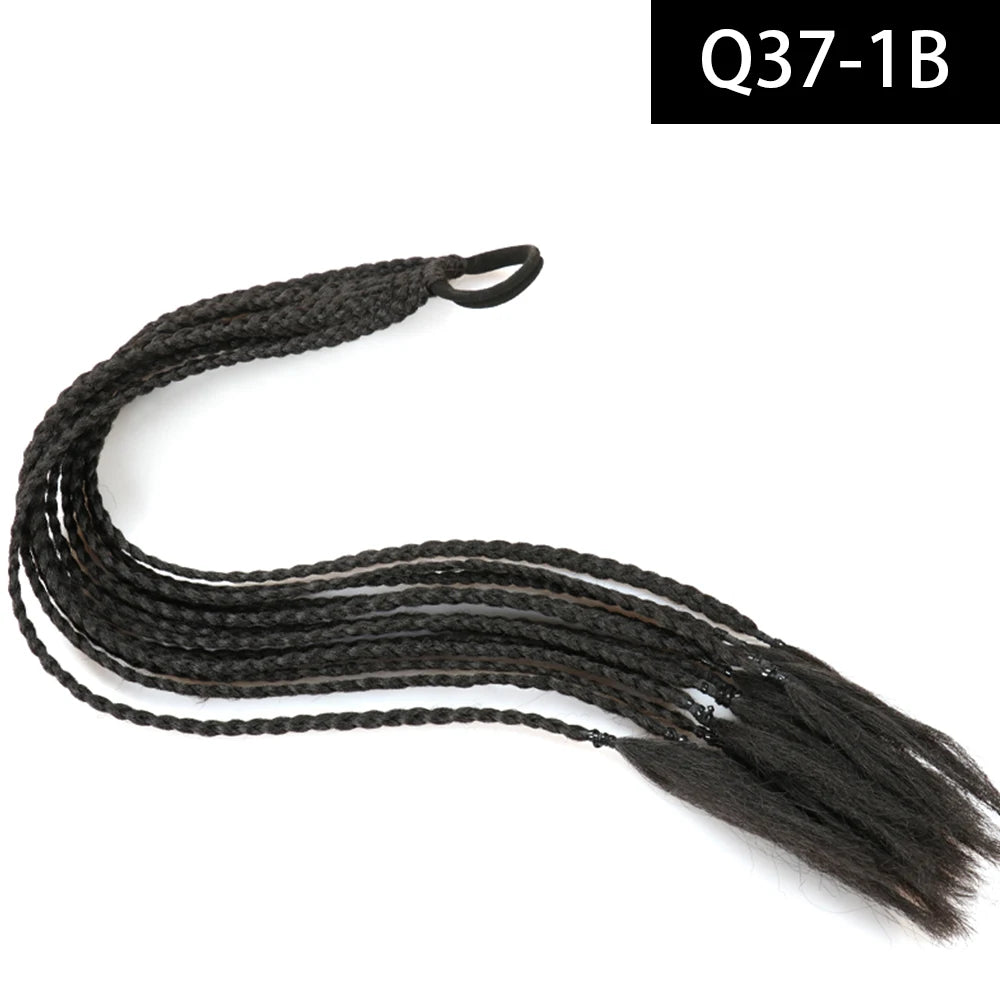 Synthetic Colored Braided Ponytail Hair Extension Rainbow Color Braids Pony Tail With Elastic Band Girl's Pigtail
