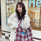 Y2K Korean Plaid Letter Embroidery Large Capacity Tote Bag For Women