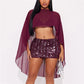 Women Chiffon Black Shawl Sheer Mesh Flowy Wraps High Low Cape Ponchos See Through Ruffle Capelet Evening Dresse