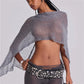 Women Sexy Sheer Cover Ups Solid Color See Through Off Shoulder Shrug Pullover Tops Mesh Knit Poncho for Beach