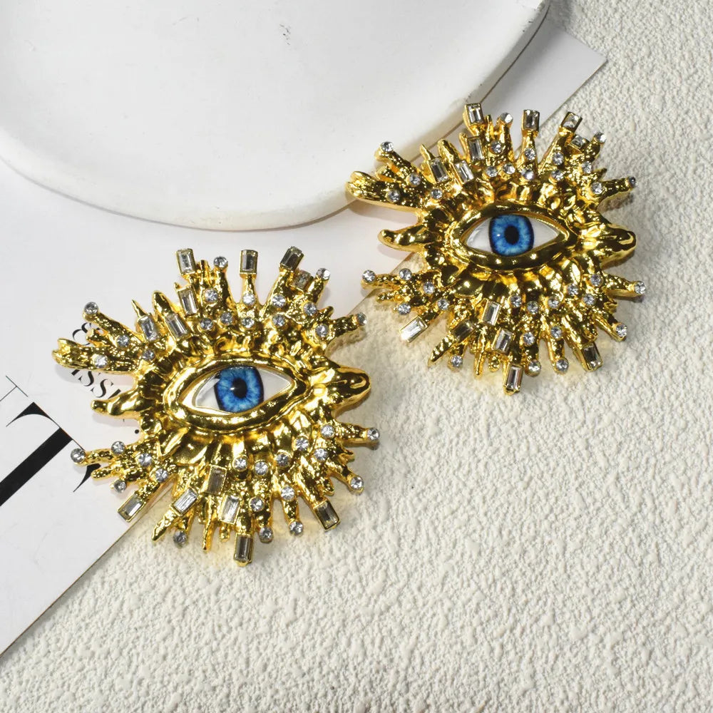 Baroque Style Fashion Alloy Big Eyes Dangle Earrings For Women Jewelry Exaggerated Ladys' Statement Earrings  Accessories