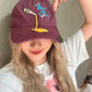 Women's Cute Embroidered Baseball Cap, Vintage Washed Cotton Dad Hat with Funny Print, Adjustable Casual Daily Sun Hat