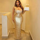 Gold Metallic Sleeveless Backless Bandage Maxi Dress for Woman Sexy Birthday Dresses Luxury 2026 Elegant
