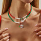 Christmas 2Pcs/set Christmas Elk Bell Socks Pendant Necklaces Women Boho Imitation Pearl Bead Chain 2026 Fashion Jewellery Gift