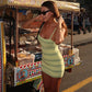 Striped Yellow Sexy Dresses for Summer 2025 Spaghetti Strap Backless Mini Dress Resort Wear