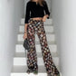 Rave Outfit for Women Mesh Sheer Flare Leg Bottom Pants Y2k Fold Waist See Through Festival Dance Clubwear