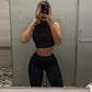 Comfy Two Piece Set Turtleneck Crop Tank Top and Leggings Pant Sets Workout Active Wear Women Baddie Outfit