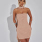 Sequins Backless Sexy Mini Dress For Women Robe Elegant Sparkle Scarf Collar Strapless Sleeveless Bodycon Club Dress