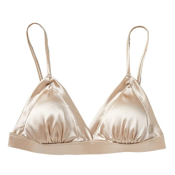 93.8% Real Mulberry Silk Women's Bralette Wireless Bra Triangle Cups Removable Padded Wire Free Lightly Lined Everyday