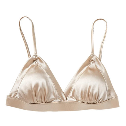 93.8% Real Mulberry Silk Women's Bralette Wireless Bra Triangle Cups Removable Padded Wire Free Lightly Lined Everyday